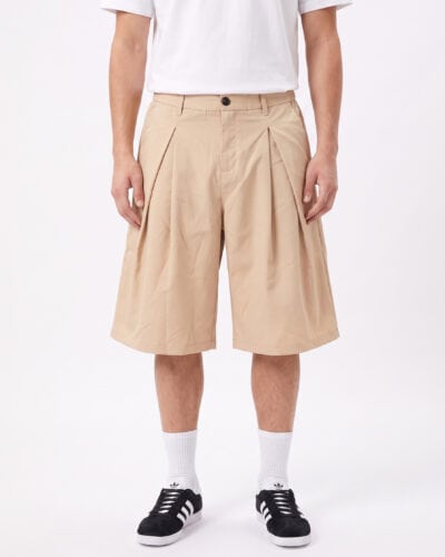 Bermuda leggero con gamba larga, elastico in vita e pences 3445 Beige