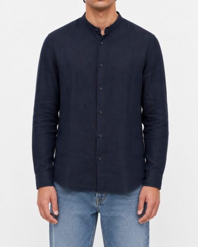 SEINSE Camicia regular in lino con colletto coreana CE1082SS Navy