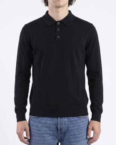 ESTASI Polo in maglia, slim, morbida ed elasticizzata PARIGI Nero