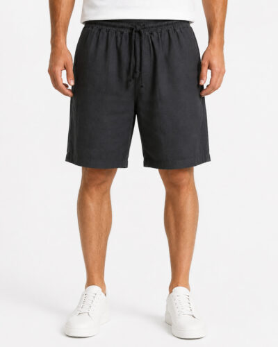 IMPERIAL Bermuda regular in misto lino con elastico in vita D84063P001 Nero