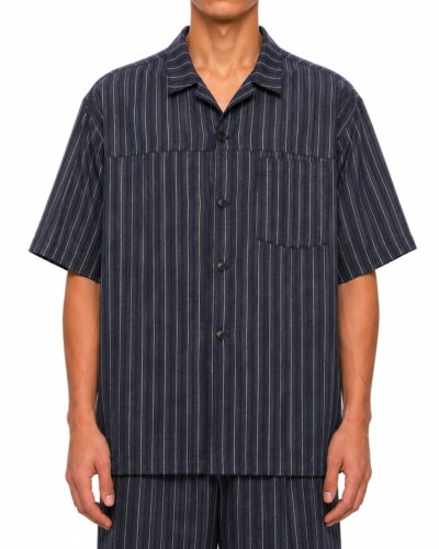 IMPERIAL Camicia boxy fit m/m in jeans da coordinato rigato con tascone frontale 51P7LCG Denim/Bianco