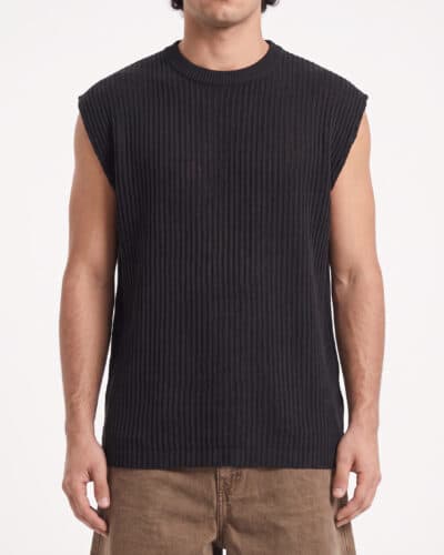 Gilet over in maglia lavorata 85903 Black