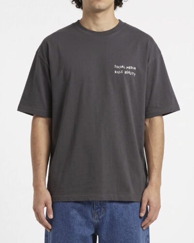 ONLY&SONS T-shirt over in cotone con stampa in rilievo fronte/retro AXEL 22039601 Grey Pinstripe