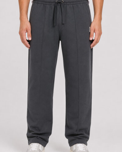 BERNA Pantalone tuta regular in cotone felpato a palazzo 252393 Piombo