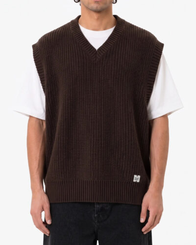 BL11 Gilet over in maglia, smanicato con scollo a V LANA162 Moro