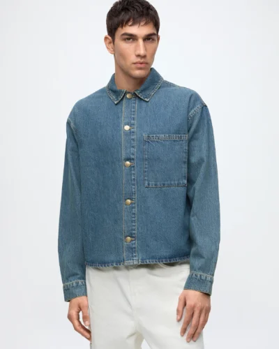 ONLY&SONS Giacchetta boxy fit con tasca frontale e cuciture a contrasto PRICK 22033420 Dark Blue Denim