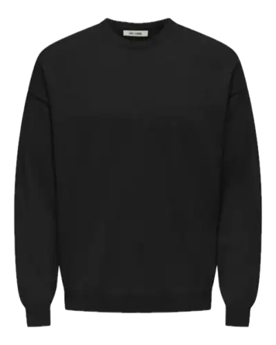 ONLY&SONS Maglia girocollo relaxed fit in misto cotone JOB 22033839 Black