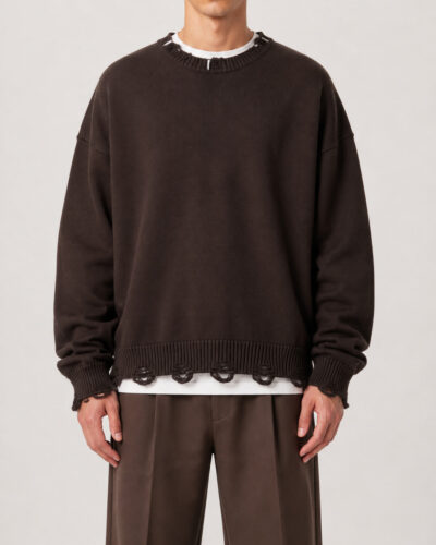 ONLY&SONS Maglione girocollo con bordi strappati TUNE 22034238 Coffee Bean