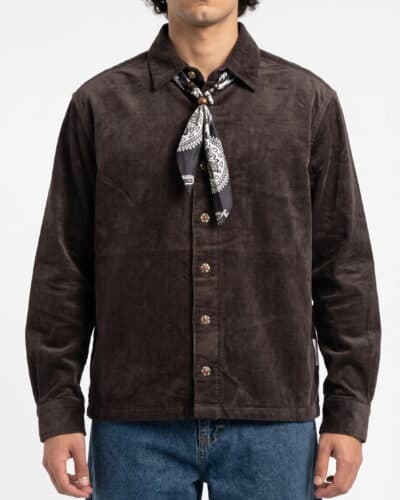 BERNA Camicia cropped in velluto con foulard al collo 262344 Caffè