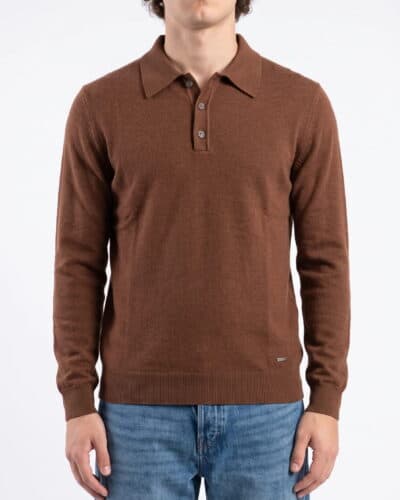GIANNI LUPO Polo manica lunga basica GL508S Bruciato