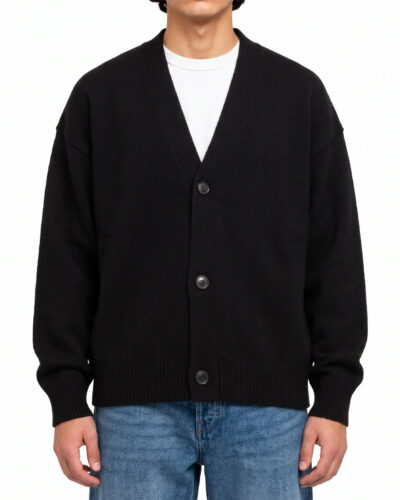 ESTASI Cardigan over con bottoni in misto lana MONTREAL Nero