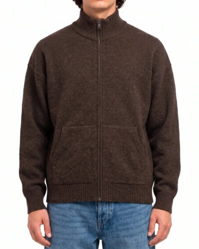 ESTASI Cardigan over con zip in misto lana MOSCA Moro