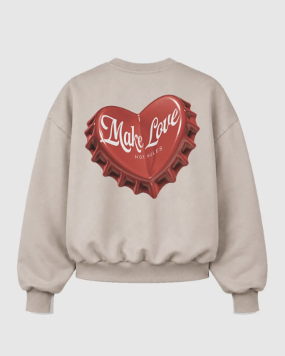 INDEPENDENT REPUBLIC Felpa over girocollo con stampa MAKE LOVE Beige